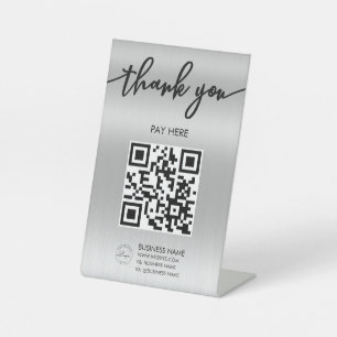 Professional Silver Scan Me QR Code Pedestal Sign