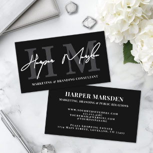 Professional Simple Black White Monogram Business Card