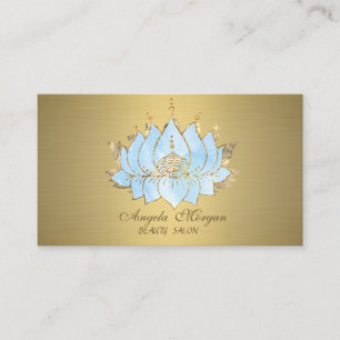 Professional Simple Blue Lotus Gold Business Card