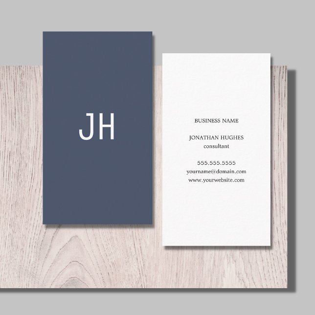 Professional Simple Blue White Monogram Business Card (Creator Uploaded)