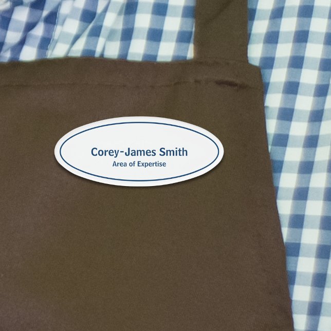 Professional Simple Blue White Name Expertise Oval Tag (Professional Simple Blue White Name Expertise Oval Name Tag)