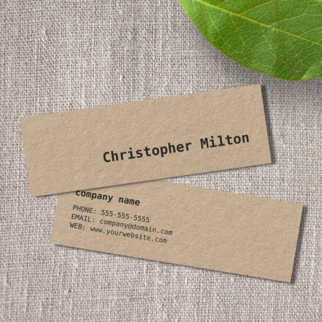 Professional Simple Cool Kraft Paper Consultant Mini Business Card (Creator Uploaded)