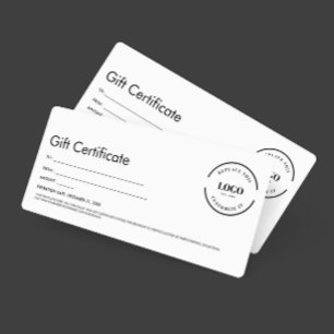 Professional Simple Custom Logo Gift Certificate Invitation