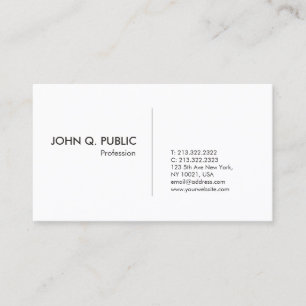 Professional Simple Design Elegant Plain White Business Card