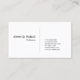 Professional Simple Design Elegant Plain White Business Card