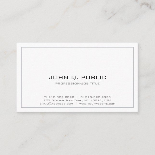 Professional Simple Design Minimalistic White Business Card (Front)