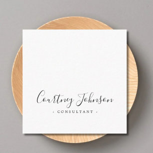 Professional Simple Elegant Black White Consultant Square Business Card
