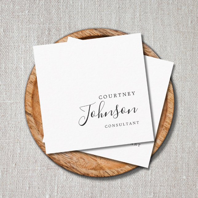 Professional Simple Elegant Black White Consultant Square Business Card (Creator Uploaded)