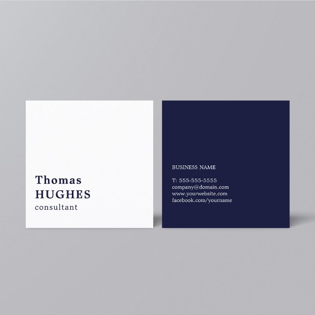 Professional Simple Elegant Blue White Consultant Square Business Card (Creator Uploaded)