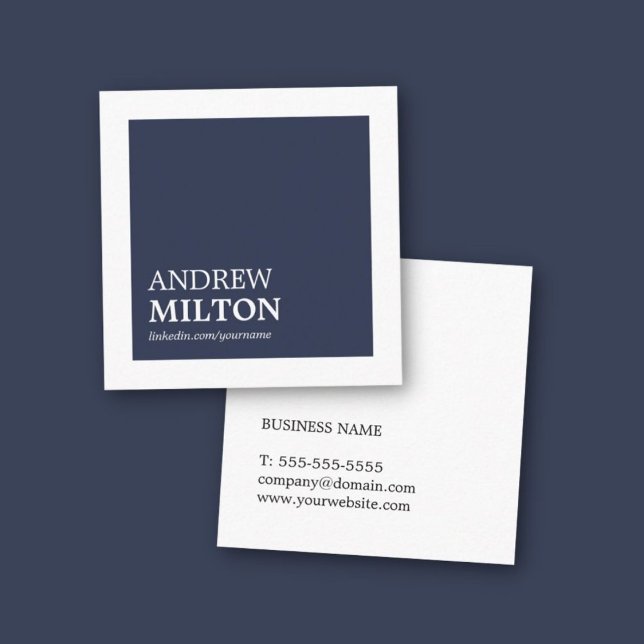 Professional Simple Elegant Blue White Consultant Square Business Card (Creator Uploaded)