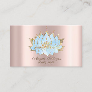 Professional Simple Gold Blue Lotus Rose Gold Business Card