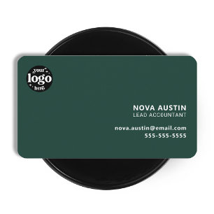 Professional Simple Green Minimal Design With Logo Business Card