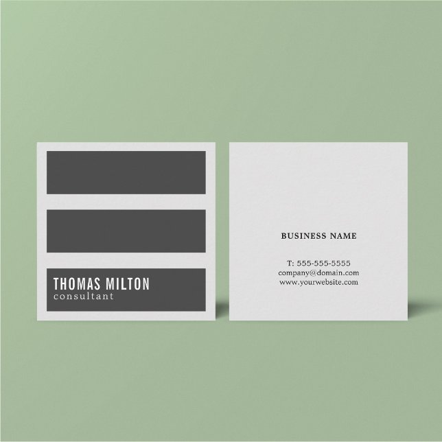 Professional Simple Grey Stripes Consultant Square Business Card (Creator Uploaded)