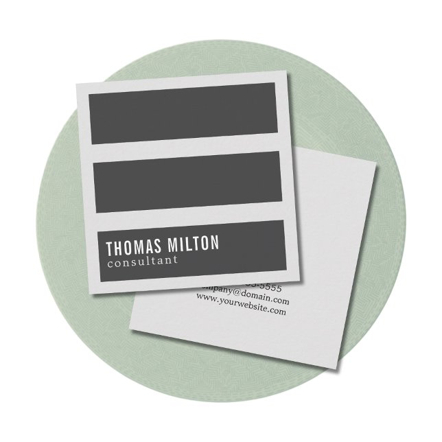Professional Simple Grey Stripes Consultant Square Business Card (Creator Uploaded)