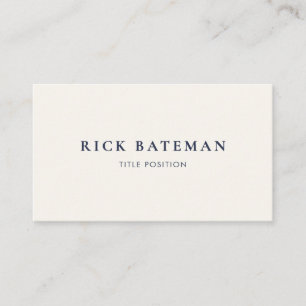 Professional Simple Ivory Dark Blue Business Card