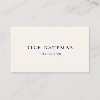 Professional Simple Ivory Dark Blue Business Card