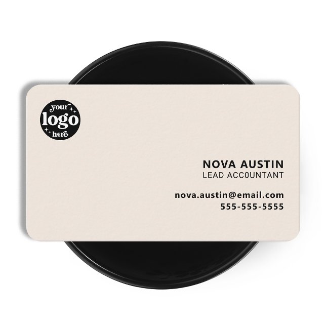 Professional Simple Ivory Minimal Design With Logo Business Card (Creator Uploaded)