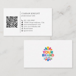 Professional Simple Logo QR Code Business Card