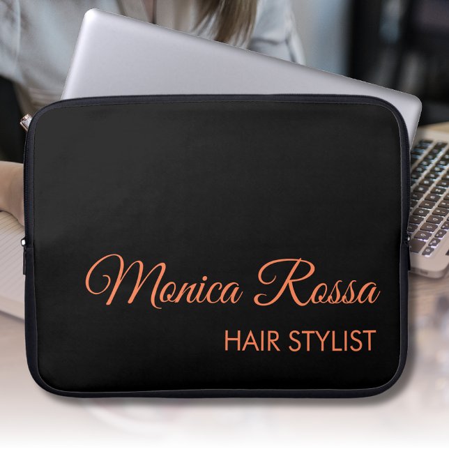 Professional Simple Modern Coral and Black Laptop Sleeve (Creator Uploaded)