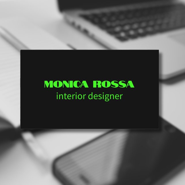 Professional Simple Modern Neon Green Black Business Card (Creator Uploaded)