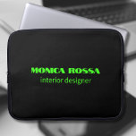 Professional Simple Modern Neon Green Black Laptop Sleeve<br><div class="desc">Minimalist Clean Black Soli Colour Background and Neon Green modern font laptop sleeve. Personalise for your custom use. Click on the "Customise It" button to change the background colour,  font styles and font colour.
Classic Design | Elegant Product | Trendy Colours | Stylish and Fashion | Professional Business Design</div>
