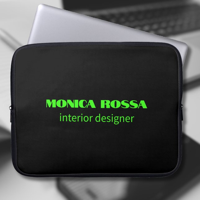 Professional Simple Modern Neon Green Black Laptop Sleeve (Creator Uploaded)