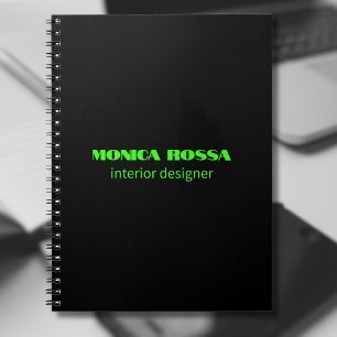 Professional Simple Modern Neon Green Black Notebook