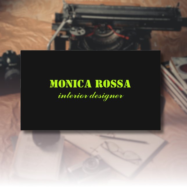 Professional Simple Modern Neon Lime Black Business Card (Creator Uploaded)
