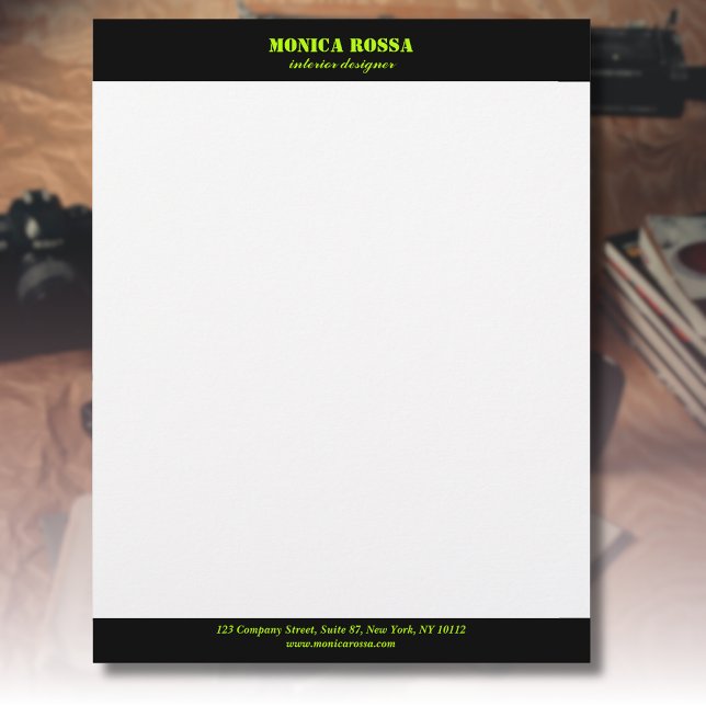 Professional Simple Modern Neon Lime Letterhead (Creator Uploaded)