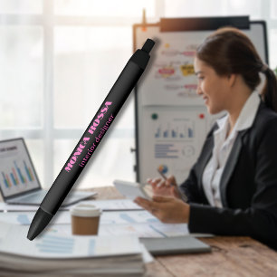 Professional Simple Modern Neon Pink Black Black Ink Pen