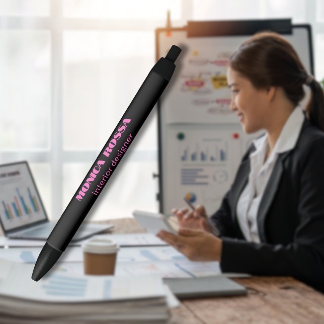 Professional Simple Modern Neon Pink Black Black Ink Pen (Creator Uploaded)