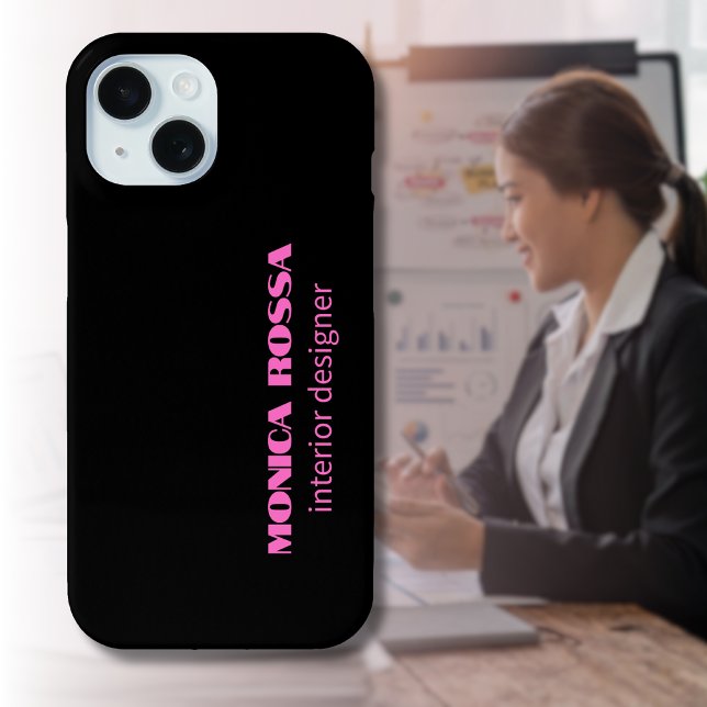 Professional Simple Modern Neon Pink Black Case-Mate iPhone Case (Creator Uploaded)