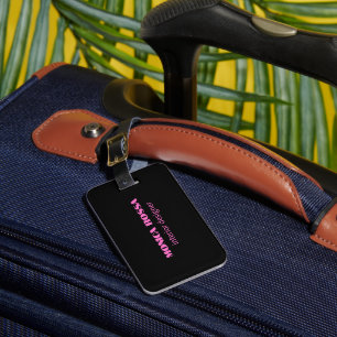 Professional Simple Modern Neon Pink Black Luggage Tag