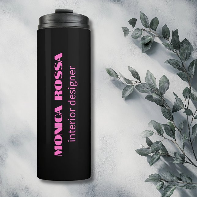 Professional Simple Modern Neon Pink Black Thermal Tumbler (Creator Uploaded)