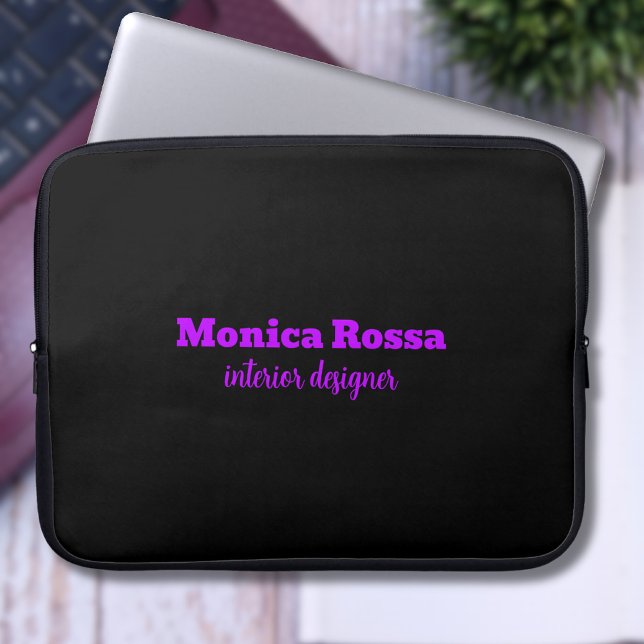Professional Simple Modern Neon Purple Black Laptop Sleeve (Creator Uploaded)