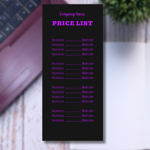 Professional Simple Modern Neon Purple Price List Menu