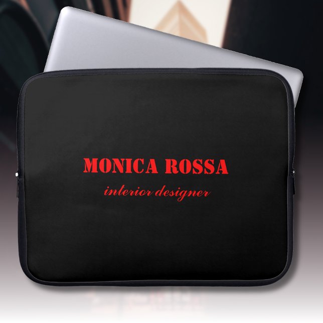 Professional Simple Modern Neon Red Black Laptop Sleeve (Creator Uploaded)