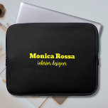 Professional Simple Modern Neon Yellow Black Laptop Sleeve<br><div class="desc">Minimalist Clean Black Soli Colour Background and Neon Yellow modern font laptop sleeve. Personalise for your custom use. Click on the "Customise It" button to change the background colour, font styles and font colour.
Classic Design | Elegant Product | Trendy Colours | Stylish and Fashion | Professional Business Design</div>