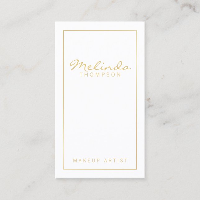 Professional Simple Modern White and Gold Business Card (Front)
