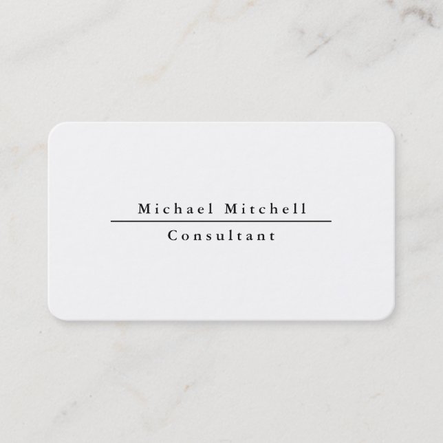 Professional Simple Plain Elegant Black & White Business Card (Front)