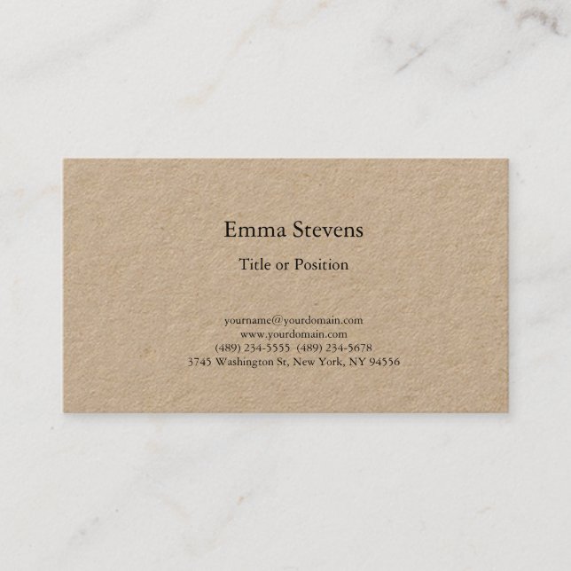 Professional Simple Plain Modern Premium Kraft Business Card (Front)