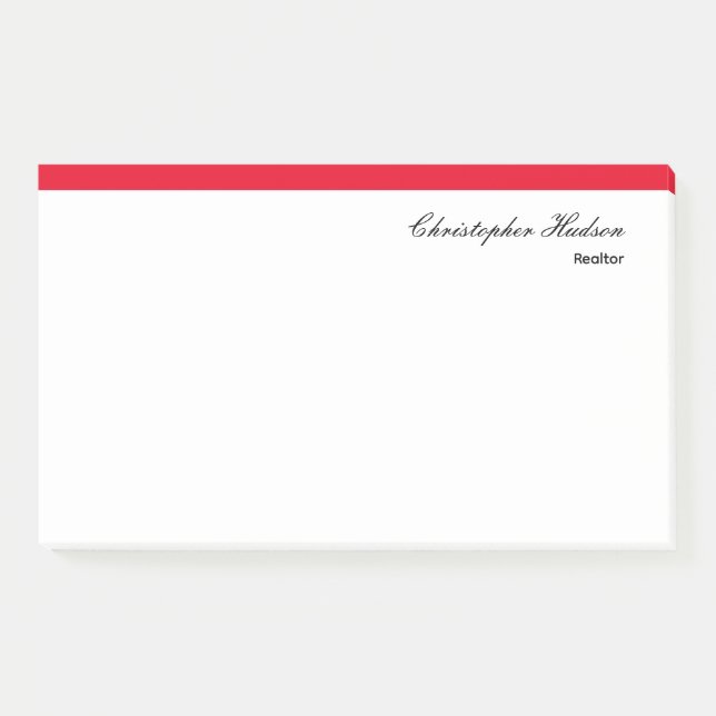 Professional Simple Plain Real Estate Red White Post-it Notes (Front)