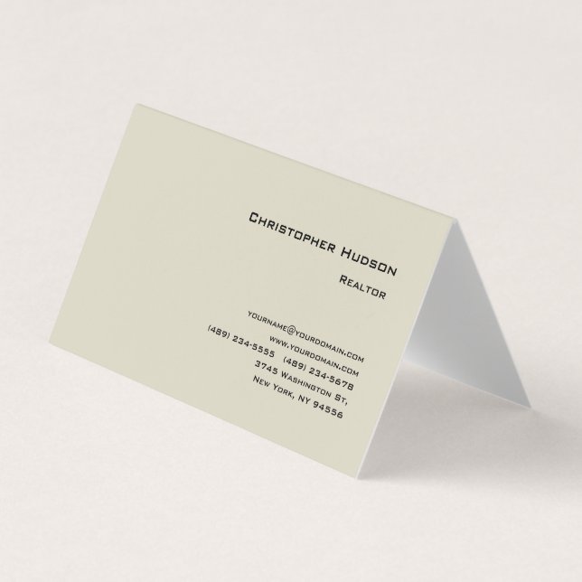 Professional Simple Plain Realtor Real Estate Business Card (Front)