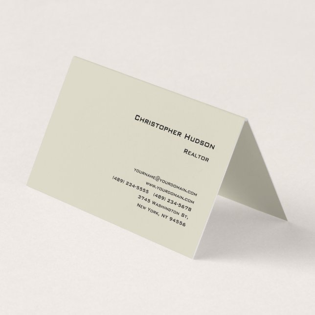 Professional Simple Plain Realtor Real Estate Business Card (Front)