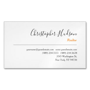 Professional Simple Plain Realtor Real Estate Magnetic Business Card