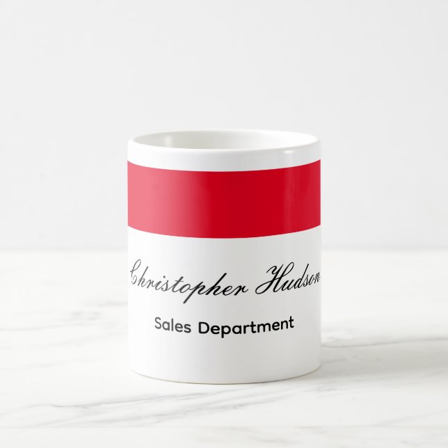 Professional Simple Plain Red White Coffee Mug (Center)