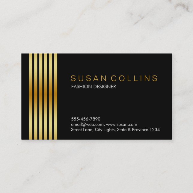 Professional Simple Plain Striped Elegant Modern Business Card (Front)