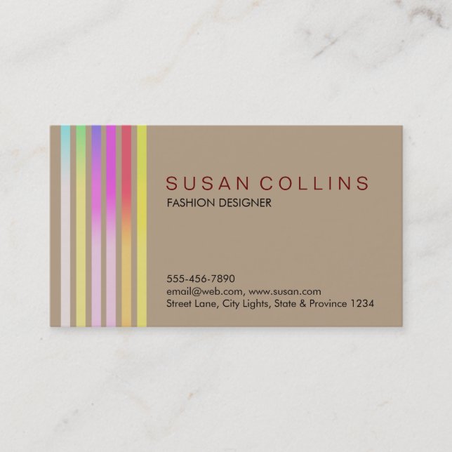 Professional Simple Plain Striped Elegant Modern Business Card (Front)