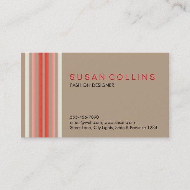 Professional Simple Plain Striped Elegant Modern Business Card (Front)