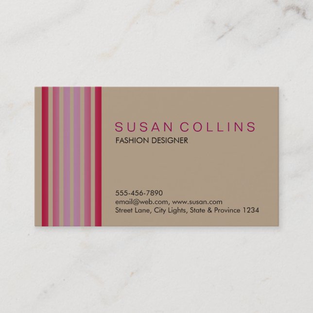 Professional Simple Plain Striped Elegant Modern Business Card (Front)